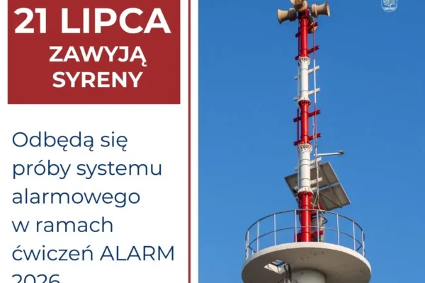 Wtorek 21 lipca: ogólnopolskie ćwiczenia syren alarmowych „ALARM-26”