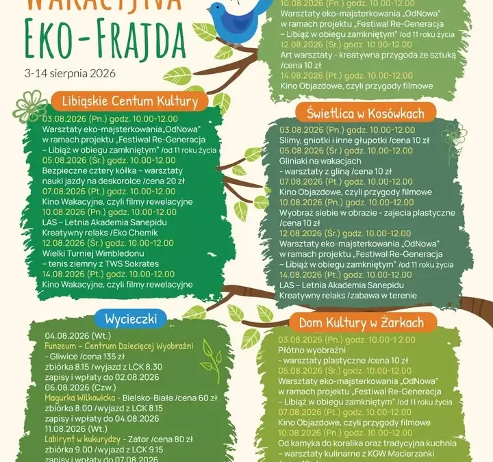Wakacyjna Eko-Frajda w Libiąskim Centrum Kultury – warsztaty, wycieczki i kino dla dzieci
