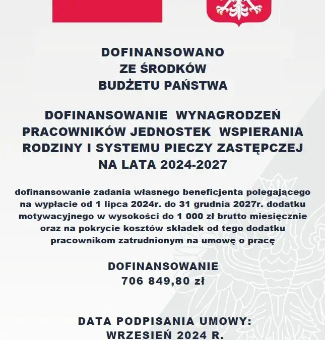 Dodatki motywacyjne dla pracowników pieczy zastępczej w Trzebini do 2027 roku