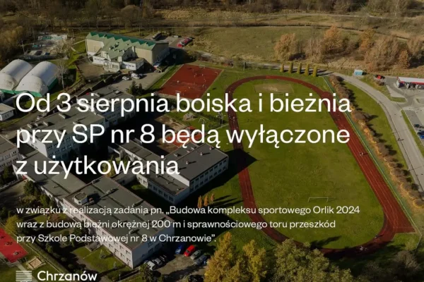 Budowa kompleksu Orlik przy SP8 w Chrzanowie: od 3 sierpnia utrudnienia