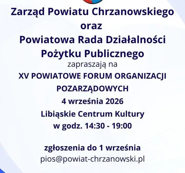 XV Powiatowe Forum Organizacji Pozarządowych w Libiążu – zaproszenie