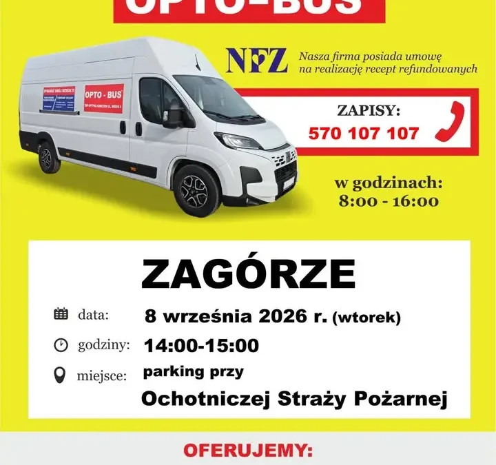 Bezpłatne badania wzroku w Zagórzu – OPTO-BUS zawita do gminy Babice
