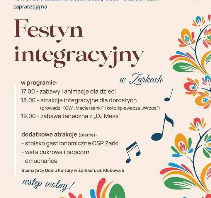 Festyn integracyjny w Żarkach – zaproszenie na wspólną zabawę