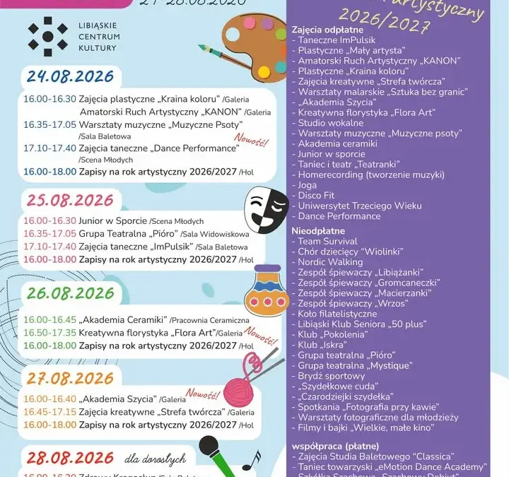 Tydzień Otwarty w Libiąskim Centrum Kultury – bezpłatne zajęcia pokazowe