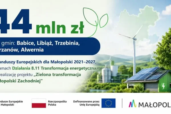 Zielona transformacja Małopolski Zachodniej: 44 mln zł na OZE dla pięciu gmin