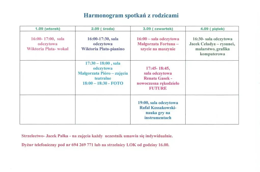 Spotkania organizacyjne kół w PmdK Trzebinia – harmonogram na wrzesień