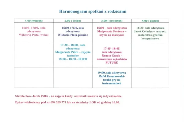 Spotkania organizacyjne kół w PmdK Trzebinia – harmonogram na wrzesień