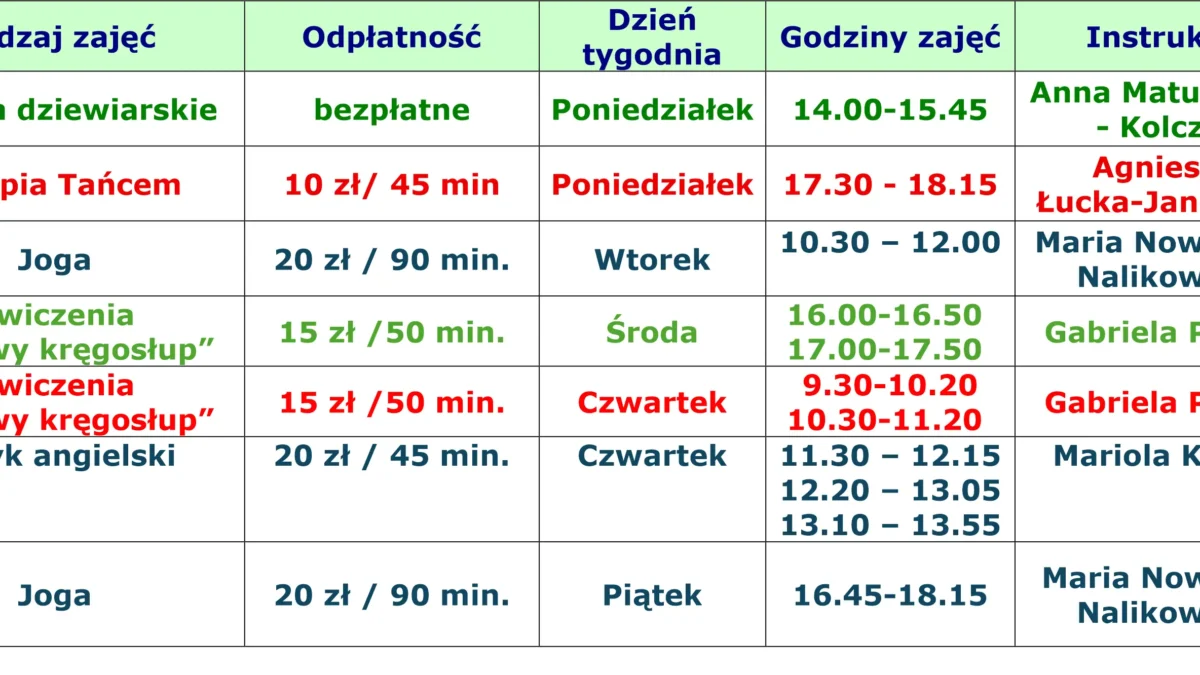 TUTW w Trzebini ogłasza plan zajęć fakultatywnych na rok 2026/2027