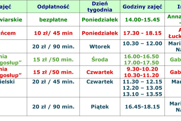 TUTW w Trzebini ogłasza plan zajęć fakultatywnych na rok 2026/2027