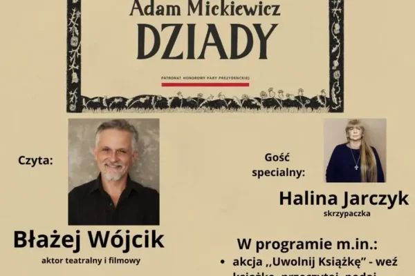 Narodowe Czytanie 2026 w Alwerni: Dziady Mickiewicza w wykonaniu aktora i skrzypaczki