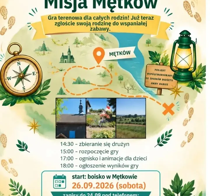 Gra terenowa „Znajdź Serce Gminy Babice” – Mętków zaprasza 26 września
