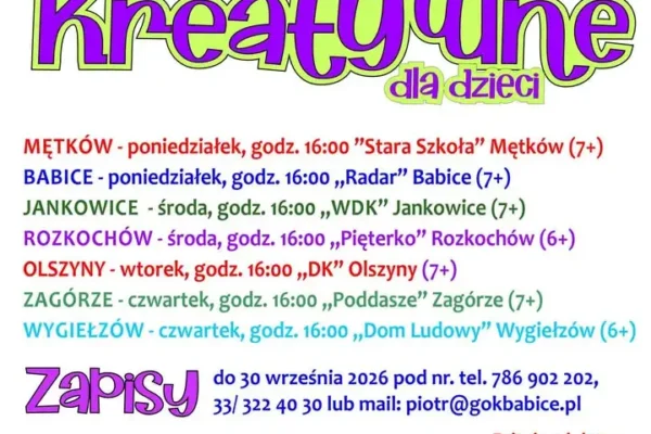 Kreatywne warsztaty dla dzieci w gminie Babice – zapisy do 30 września
