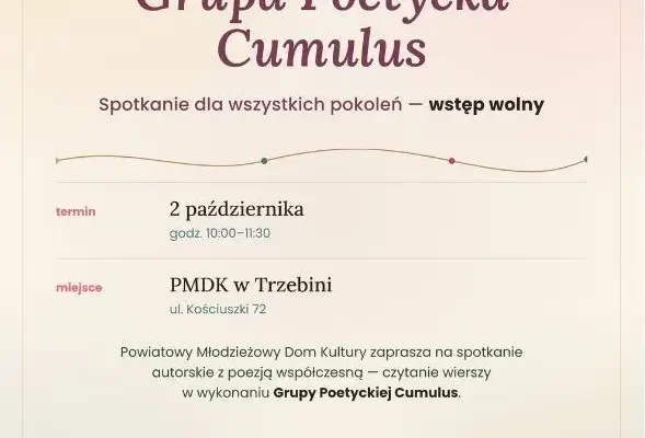 Poezja łączy pokolenia – wyjątkowy wieczór w Chrzanowie już 2 października