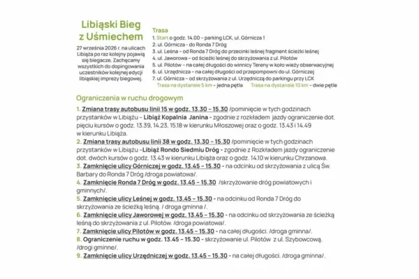 Libiąski Bieg z Uśmiechem powraca. W niedzielę utrudnienia w ruchu
