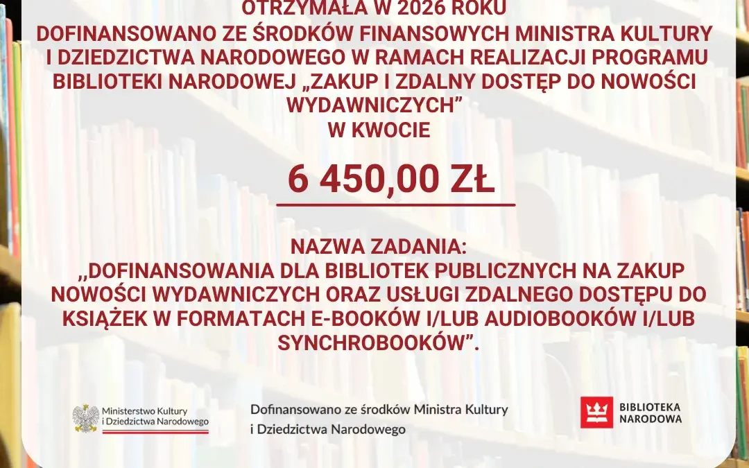 Alwernia: biblioteka otrzymała 6 450 zł na zakup nowości wydawniczych