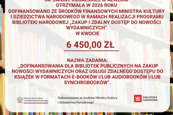 Alwernia: biblioteka otrzymała 6 450 zł na zakup nowości wydawniczych