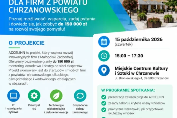 ACCELINN: spotkanie informacyjne dla startupów z Małopolski Zachodniej w Chrzanowie