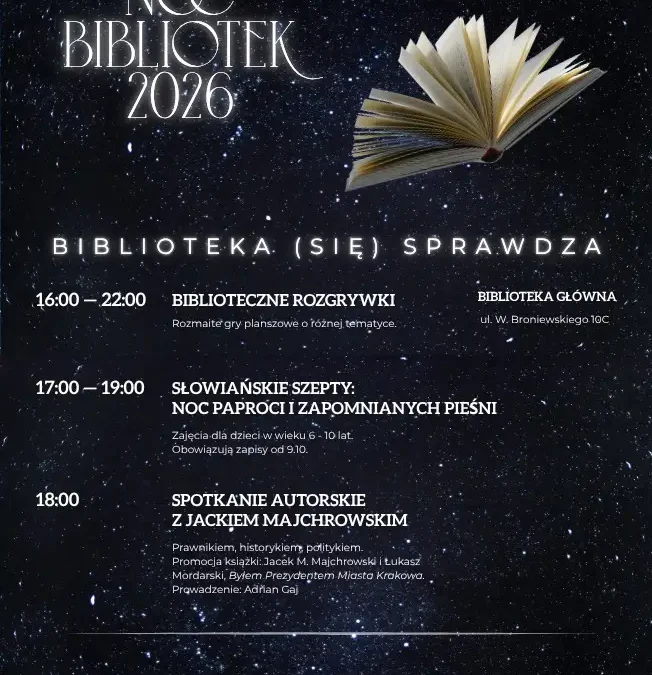 Noc Bibliotek 2026 w gminie Chrzanów – sprawdź program i atrakcje