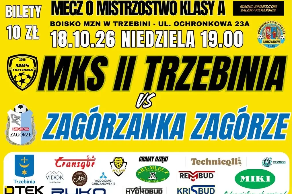 MKS II Trzebinia zmierzy się z Zagórzanką Zagórze w 10. kolejce A Klasy
