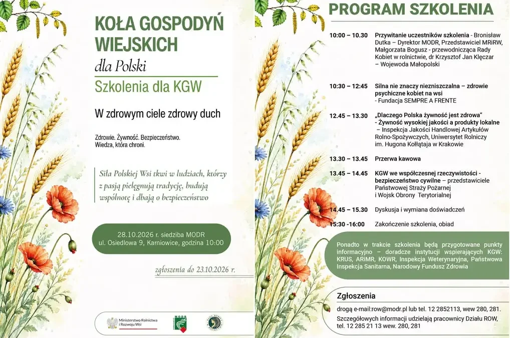Szkolenia dla KGW i mieszkańców wsi – zdrowie, bezpieczeństwo i dobrostan