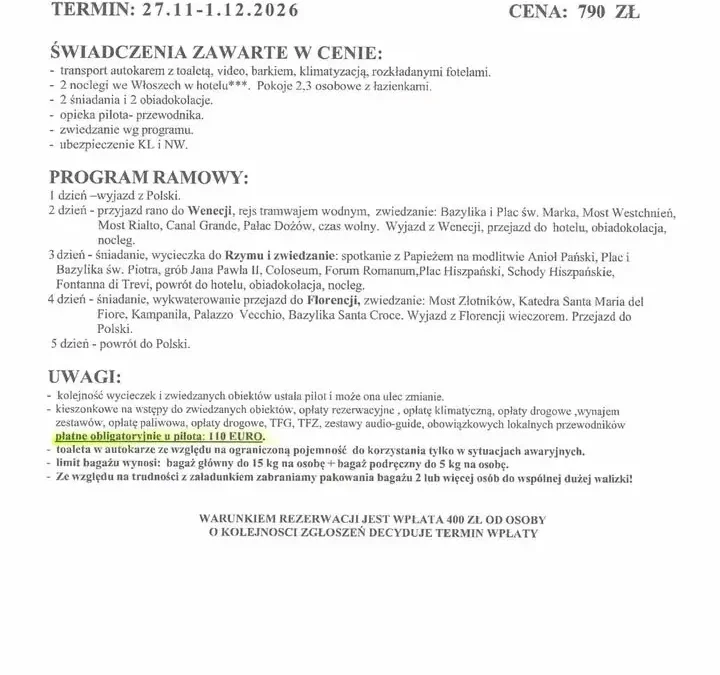 Włochy w pigułce – wycieczka z Trzebini. Zapisy trwają