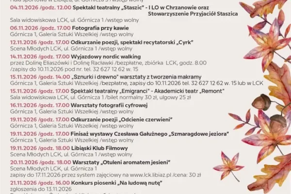 Listopad w Libiążu pełen atrakcji – kalendarium Libiąskiego Centrum Kultury
